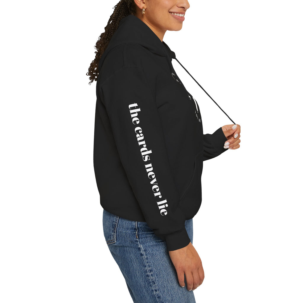 Tarot Hoodie — “The Cards Never Lie” Occult Graphic Hooded Sweatshirt
