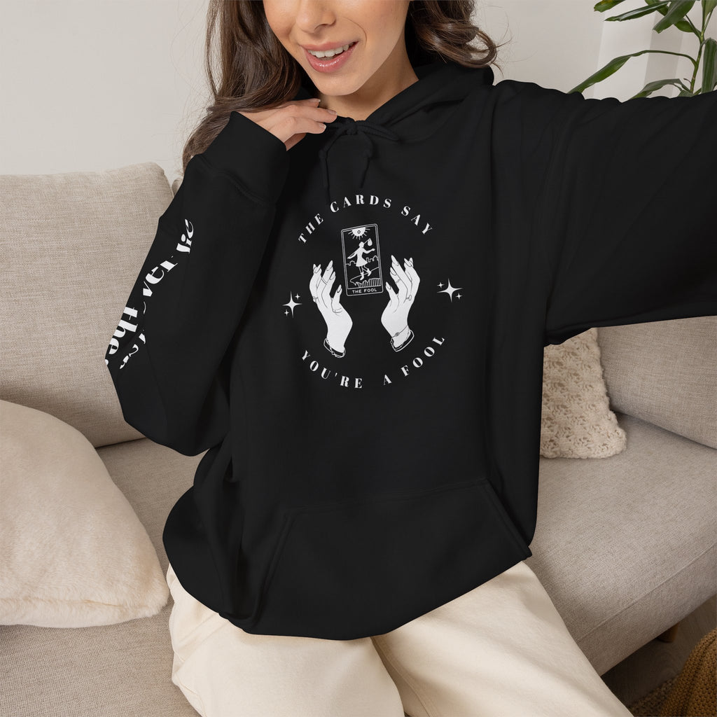 Tarot Hoodie — “The Cards Never Lie” Occult Graphic Hooded Sweatshirt