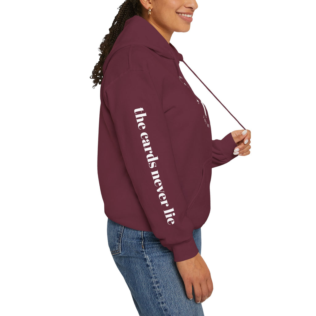 Tarot Hoodie — “The Cards Never Lie” Occult Graphic Hooded Sweatshirt