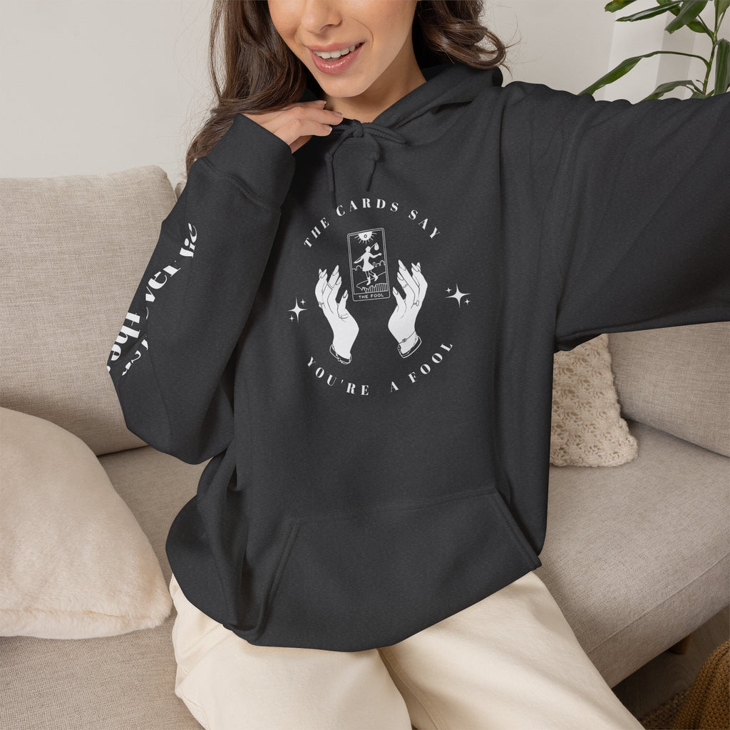 Tarot Hoodie — “The Cards Never Lie” Occult Graphic Hooded Sweatshirt